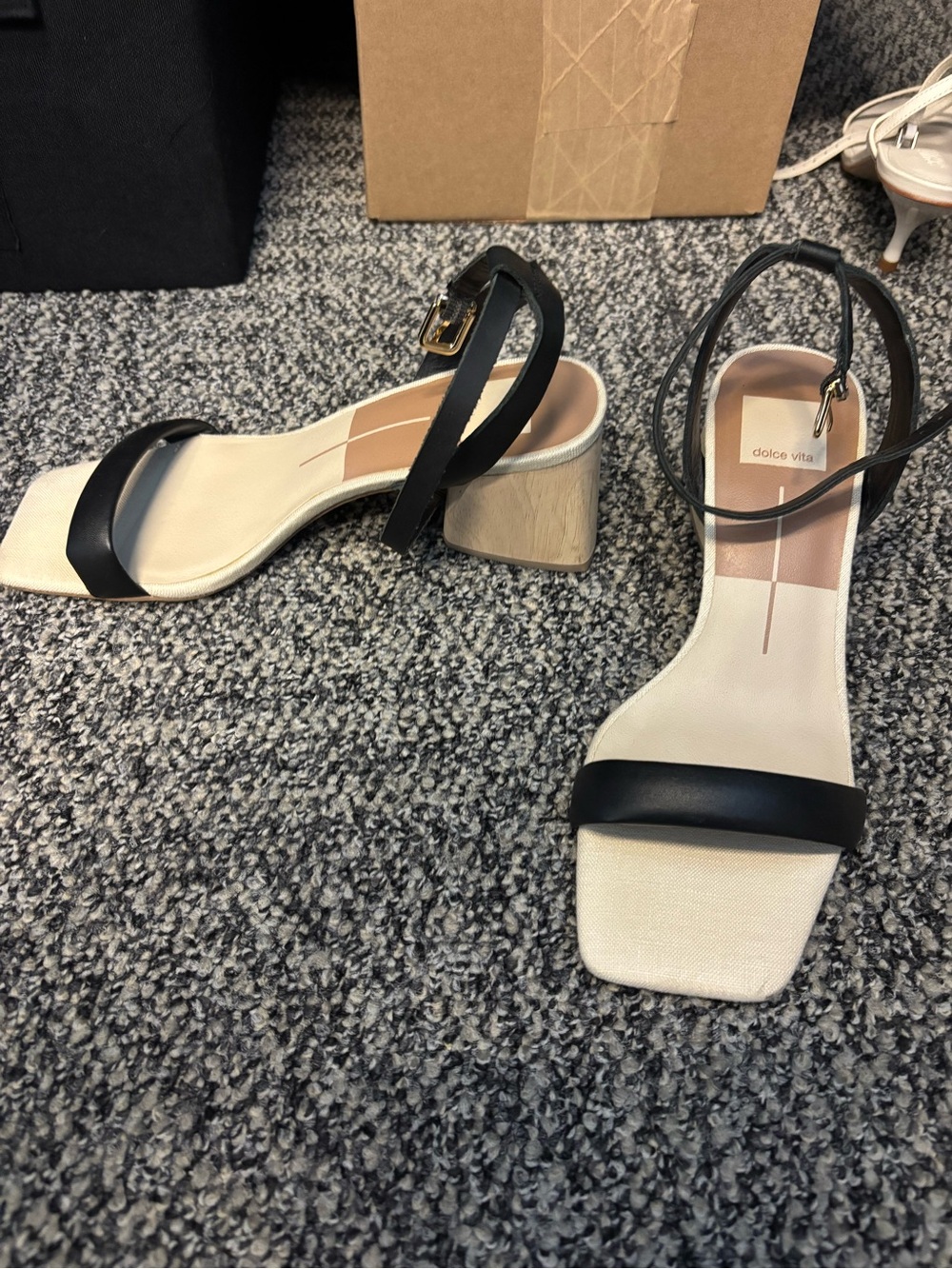Dolce Vita Black Strappy Block Heel Sandals